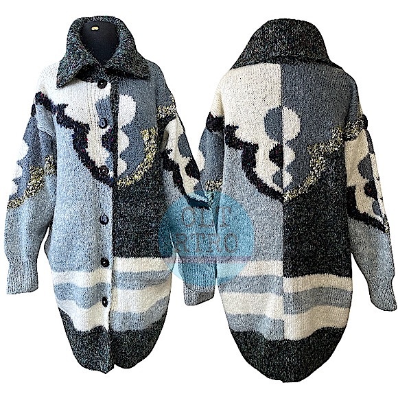 vtg Wool/Mink Knit Sweater Coat (46) - Picture 3 of 10